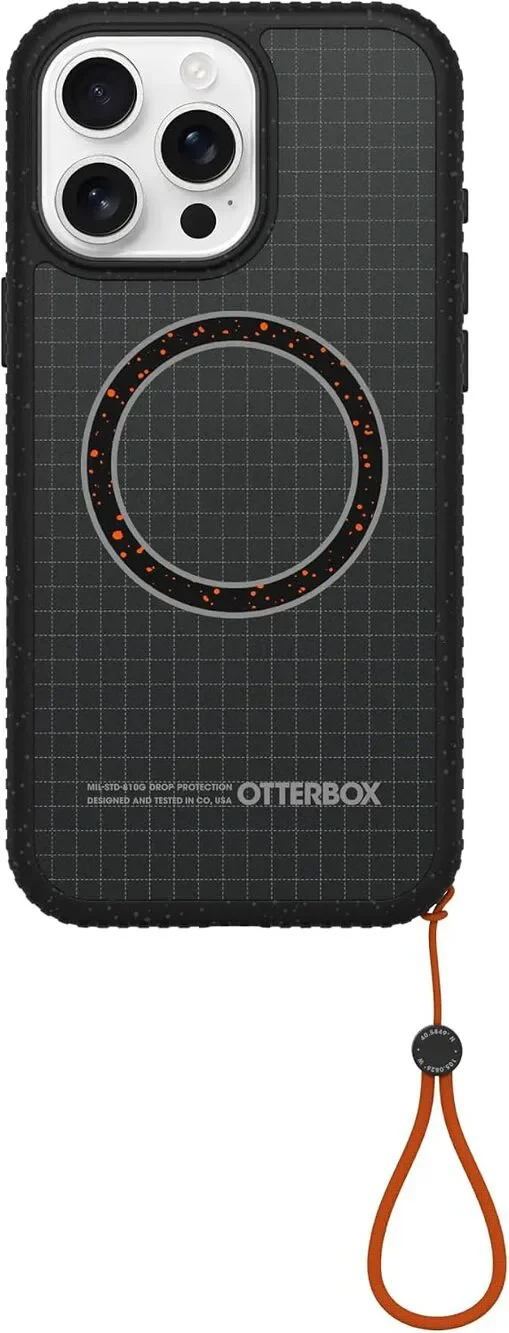 OtterBox Sole Grippy iPhone 16 Pro Max Case, Midnight Black, Strap, Magsafe